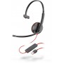 POLY Blackwire C3210 Auricolare Cablato A Padiglione Musica e Chiamate USB tipo A Nero, Rosso (209744-104)